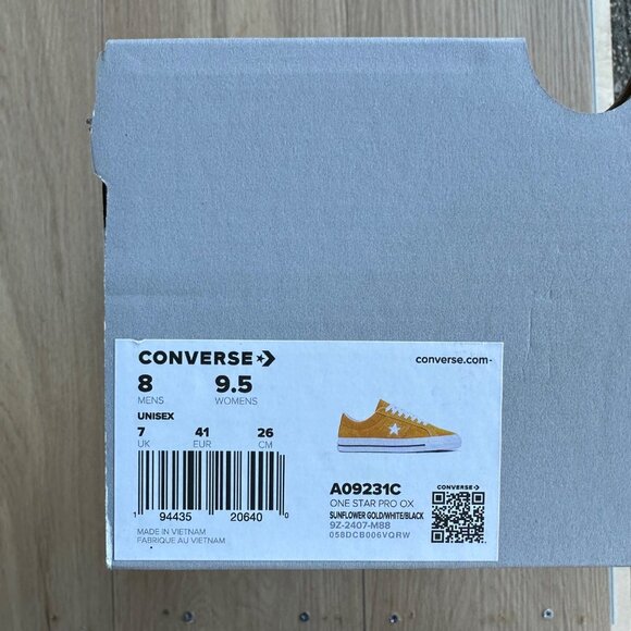 ⭐Converse One Star Pro OX Low Womens Shoes Sz 9.5 Mustard Suede Sneaker A09231C - Picture 9 of 12